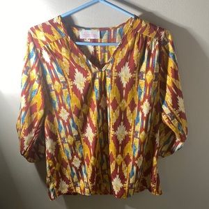 CHANLEE Blouse, Small, Red Yellow Blue Cream, perfect condition